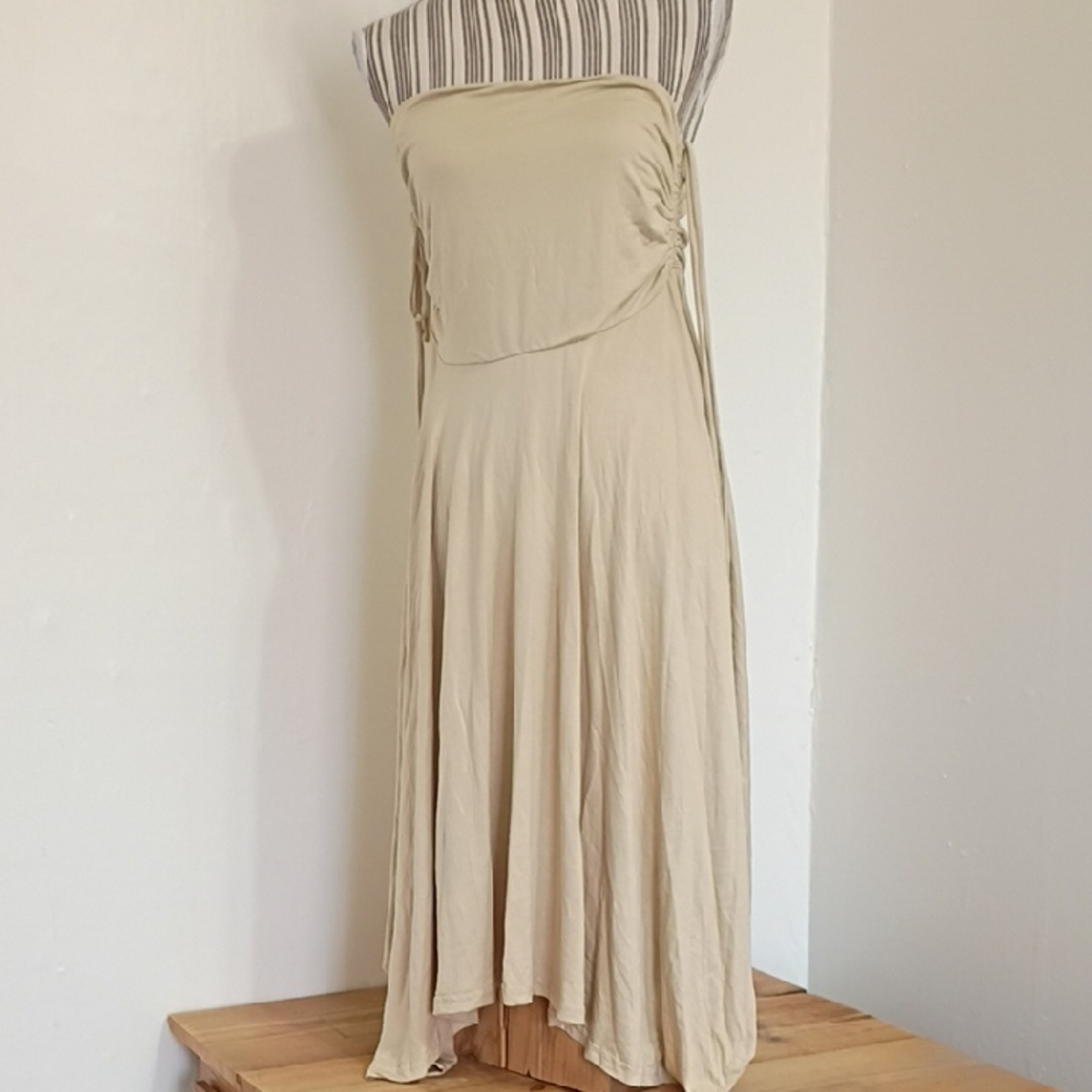 FP Beach Tan Strapless High Low Hem Midi Dress Size L